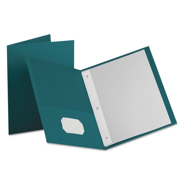 Oxford Two Pocket Folder, 3Fasteners, PK25, Color: Teal 57755